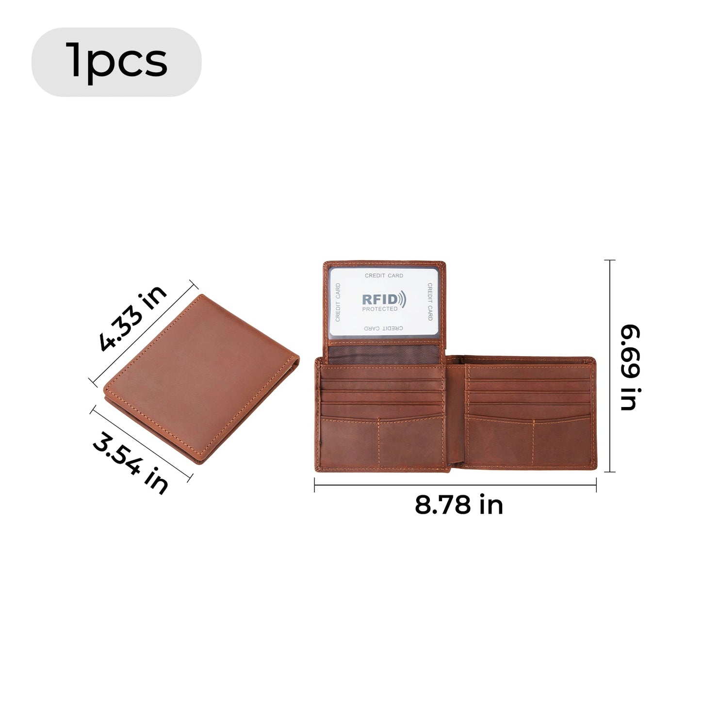 Leather RFID Blocking Bifold Wallet