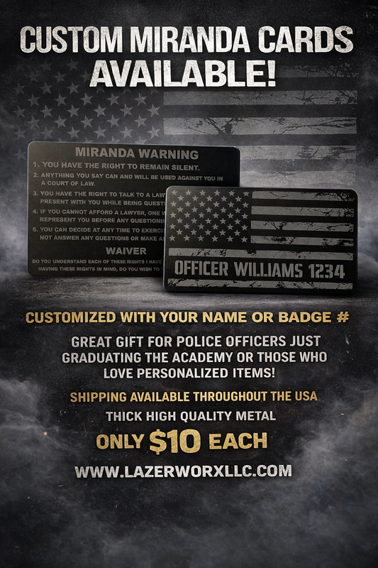Personalized metal miranda card (double sided)