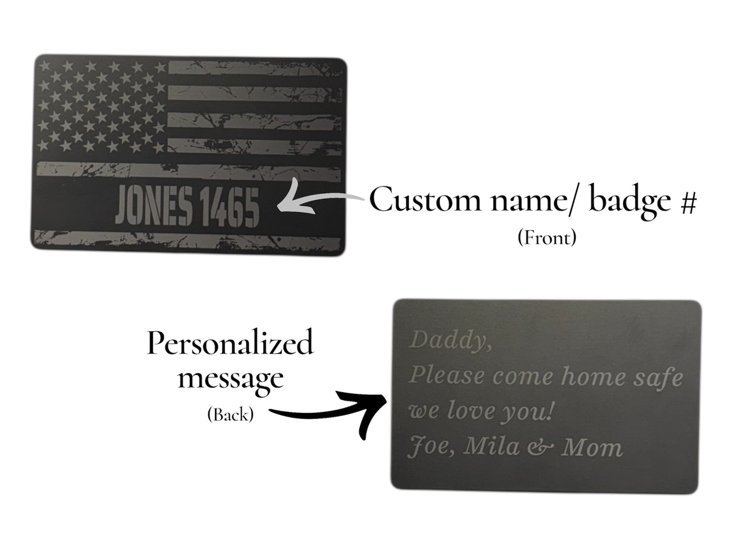 Customizable Metal card for Law Enforcement, Firefighters, EMS, Military