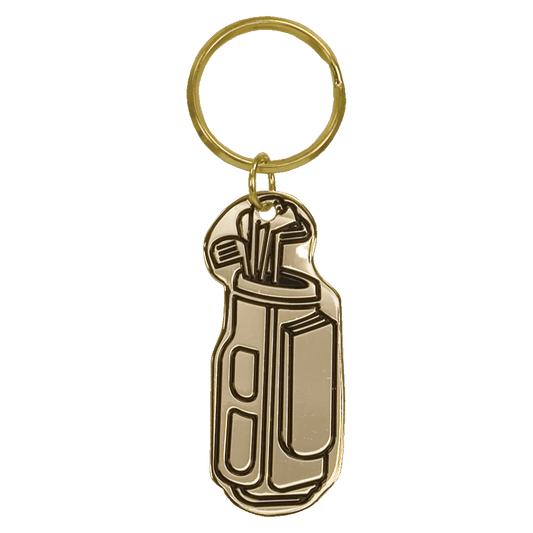 Gold Golf Bag Brass Keychain 1" x 2 1/2"