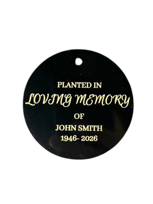 Customized memorial tree tag