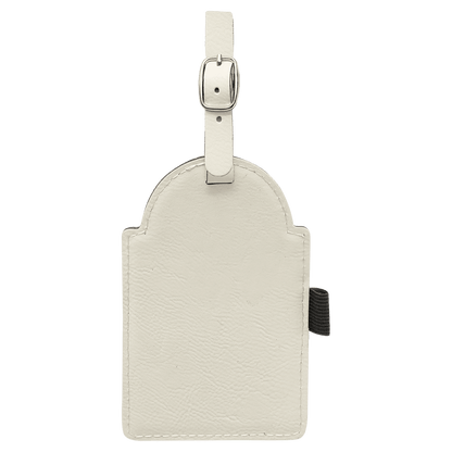 White Leatherette Golf Bag Tag with 3 Wooden Tees