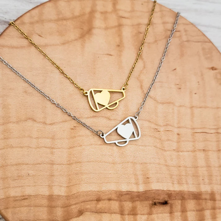 Petite Cheer Megaphone Necklace (Silver or Gold)